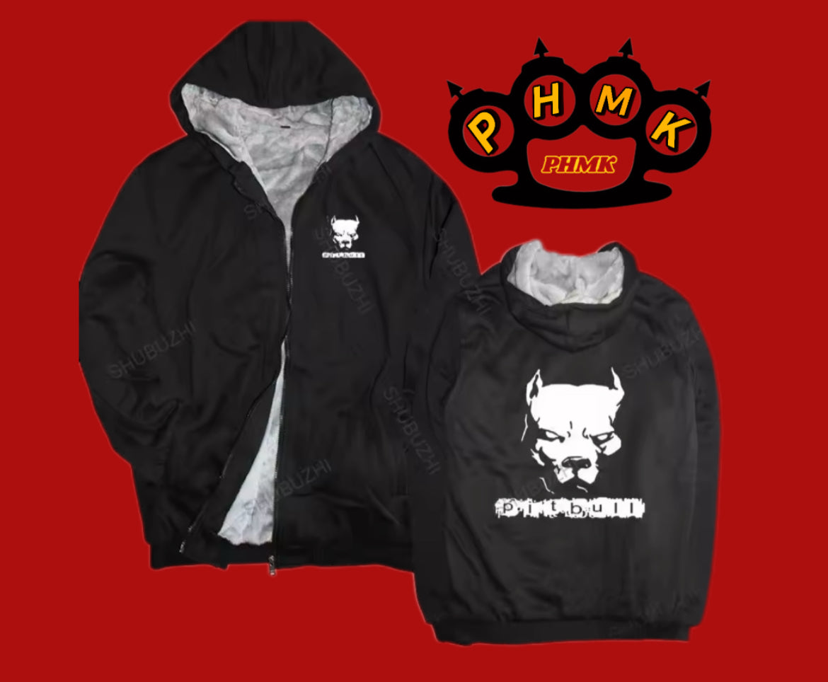 dicke Pit bull Pulli mit Zipper