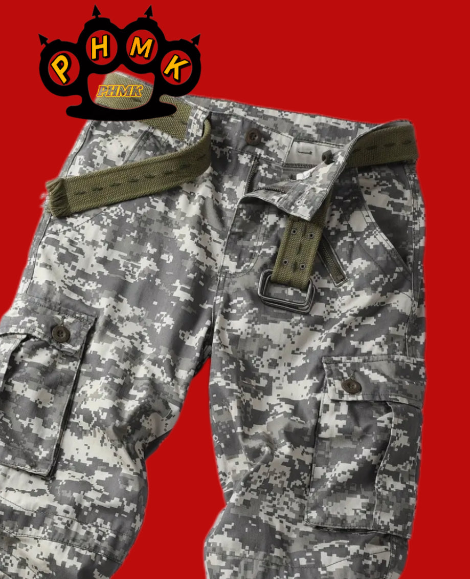 Schwarz weiss Cargo Hose
