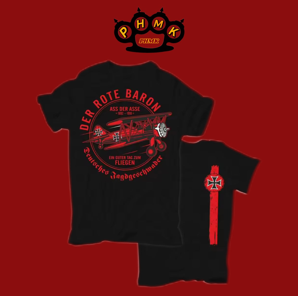 Der rote Baron t-Shirt Front und rück Seite