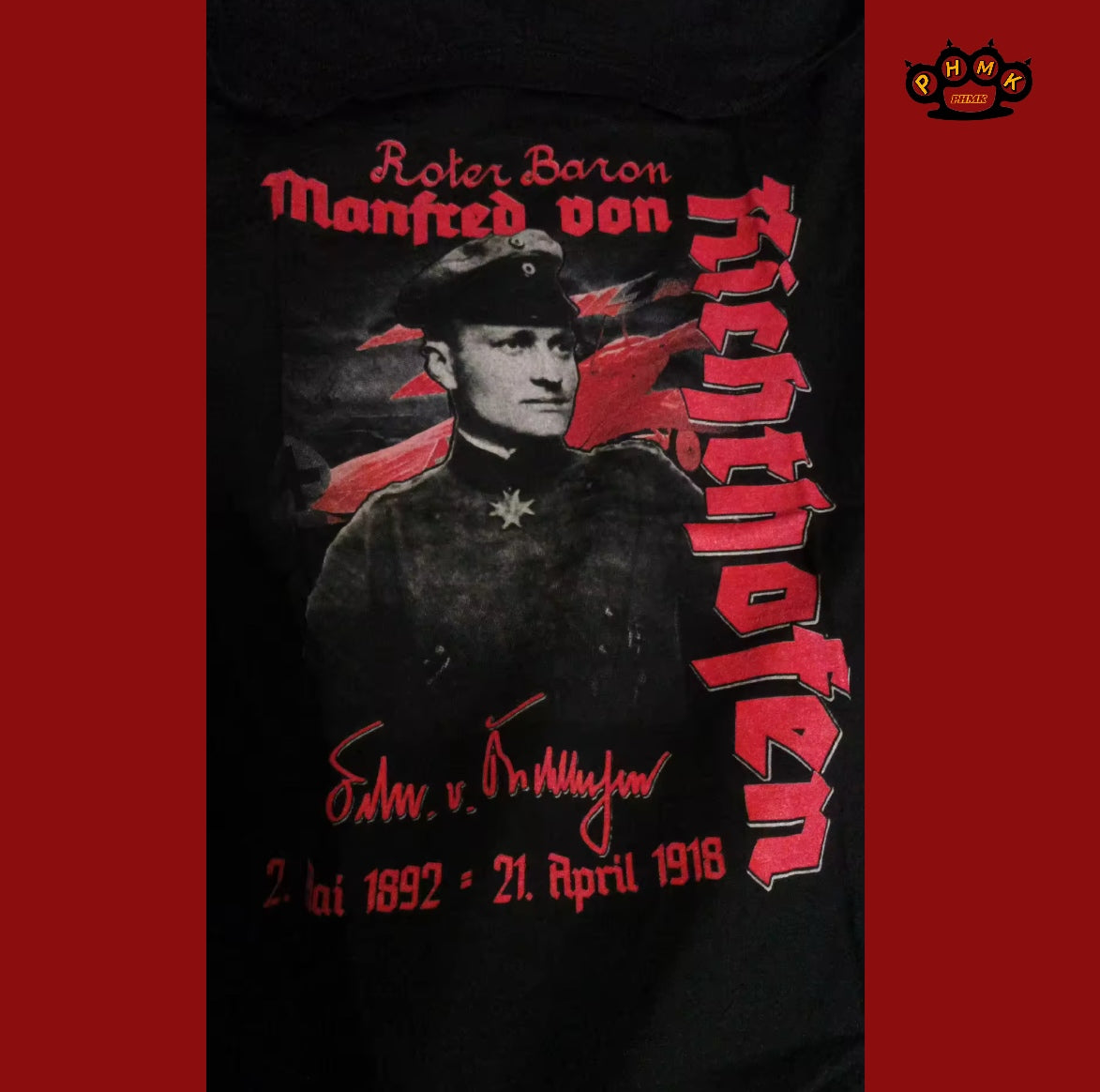 Der rote Baron t-Shirt einseitig bedruckt